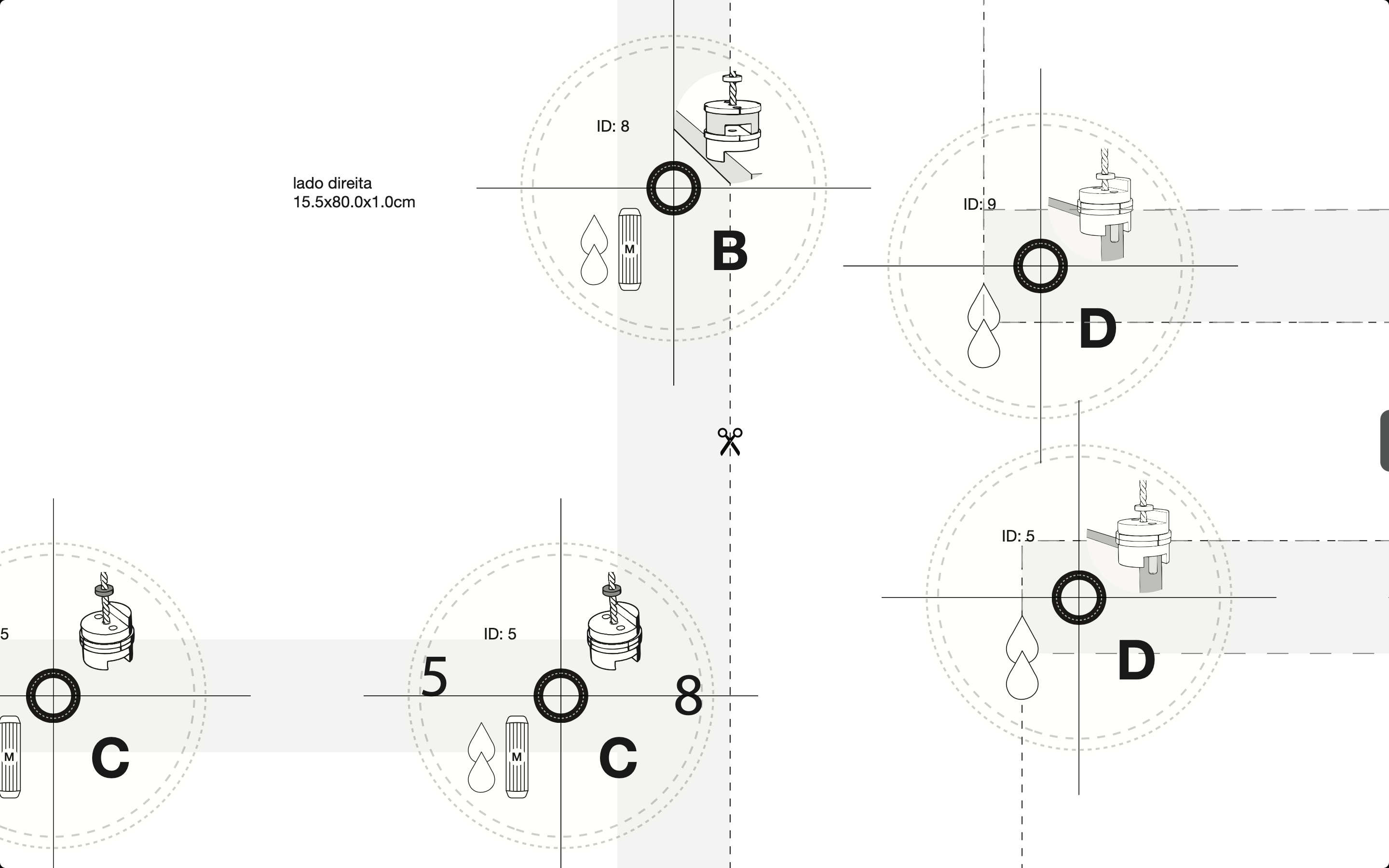 Molde com miras e IDs — Monta.la